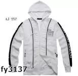 manteau hommes veste mode hoodie armani two side char blanc